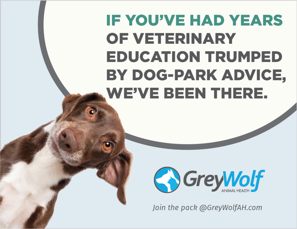 GreyWolf Veterinary products Ad Mackie Biernacki